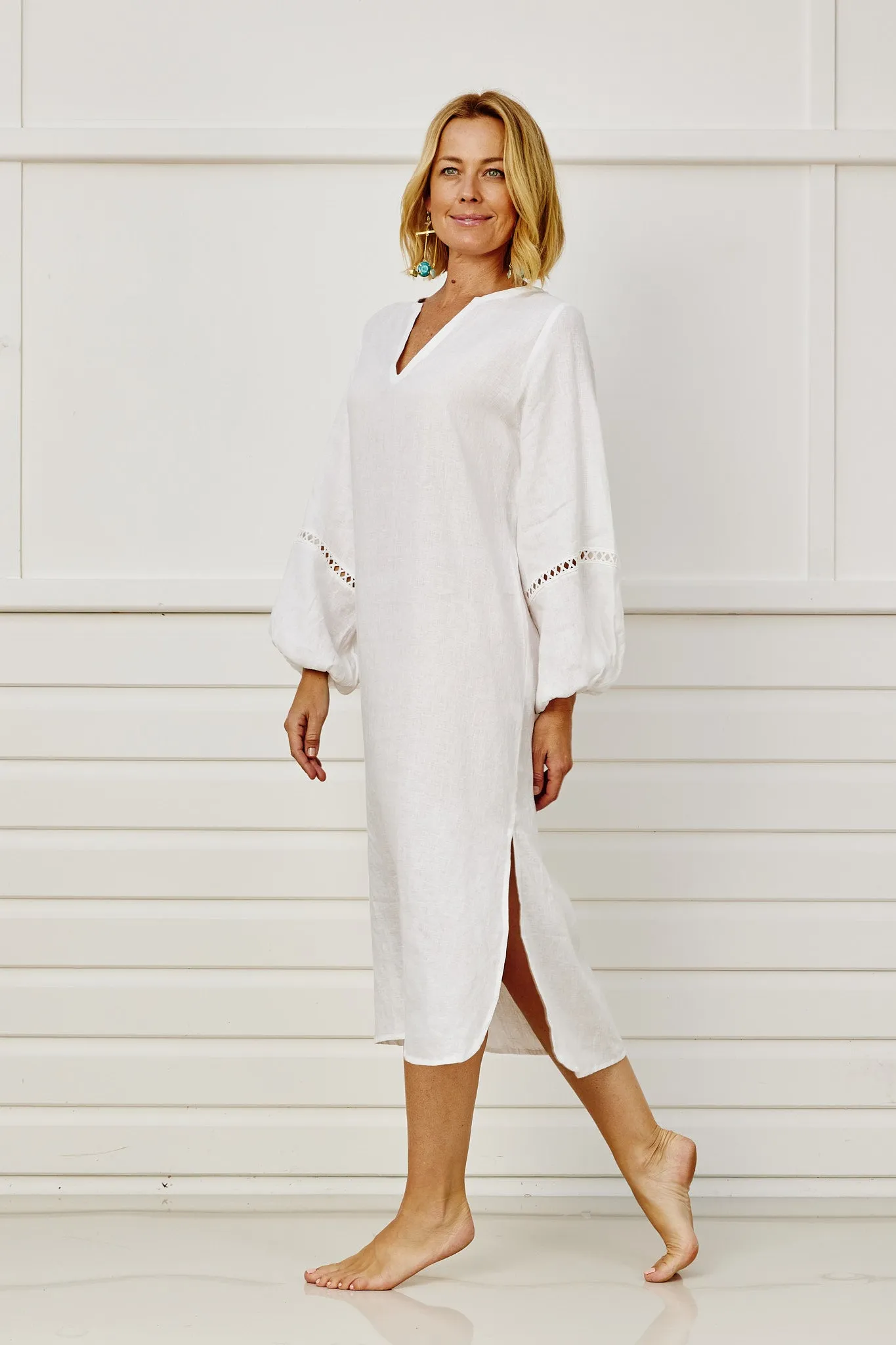 Azores Caftan Dress - Pale Ivory