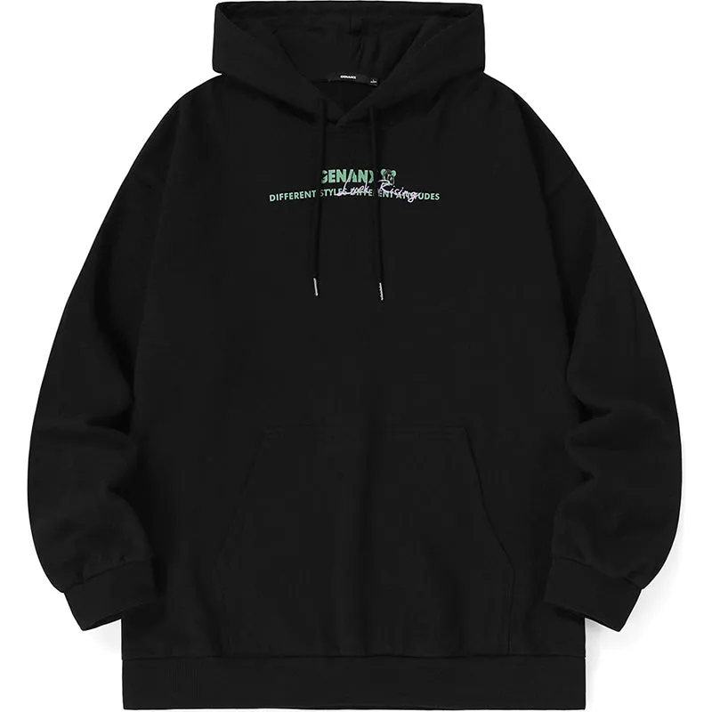 Minimalist Bear Print Long Sleeve Hoodies